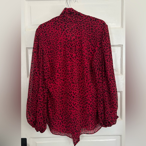 Chico's Red Print Tie Front Blouse, size 12 - Picture 2 of 4